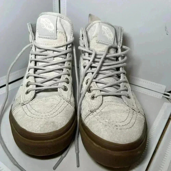 Vans SK8 Hi M Size 5.5, W 7 Shoes Gray Mid Top Off the Wall Suede Skate - Picture 4 of 6